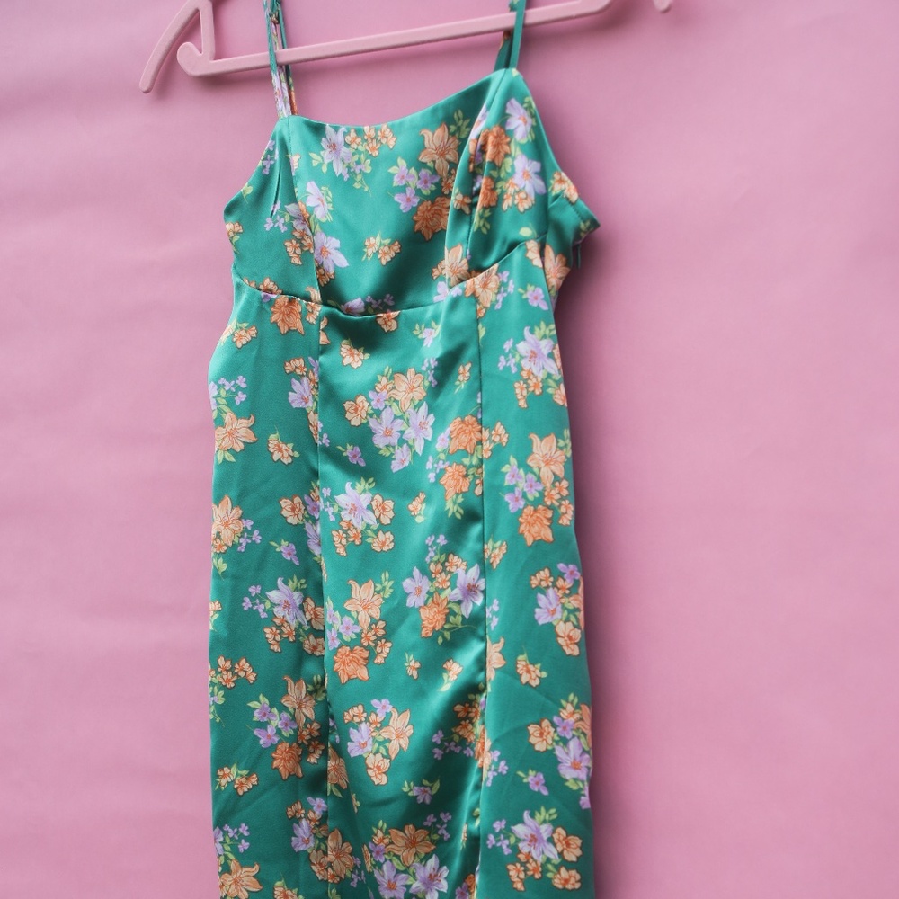 Green floral Midi Dress